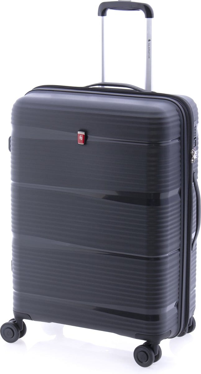 Gladiator Bionic Middelgrote Koffer - 65 cm - 65/80 liter - Expandable - TSA slot - Eco Friendly Recyclebaar PP - Zwart