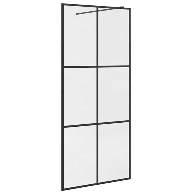 vidaXL - Inloopdouchewand - 90x195 - cm - ESG-glas - transparant - en - zwart