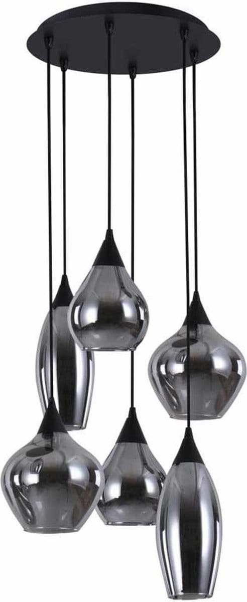 HighLight hanglamp Cambio 6 lichts - zwart / smoke