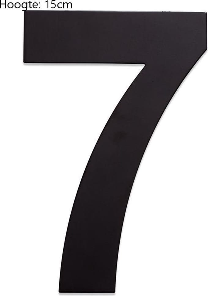 Model 311: Huisnummer RVS Zwart Hoogte 15cm  Nummer 7