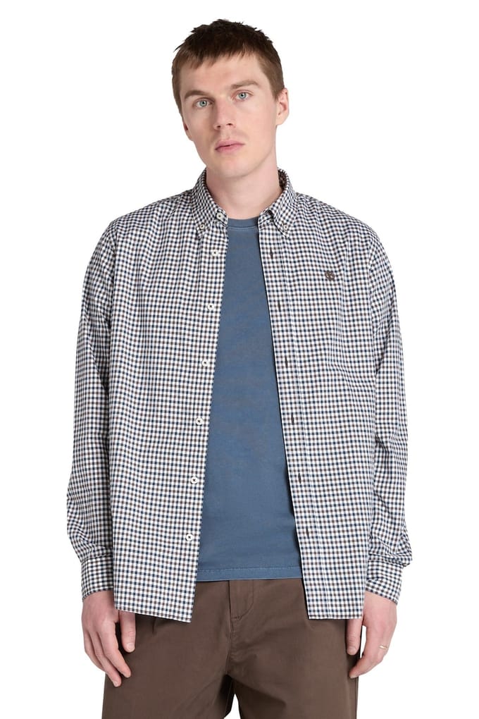 Timberland Stretch Poplin Gingham Shirt Chocolate Brown Größe: XL | Casual hemden Outlet | Herren | Braun