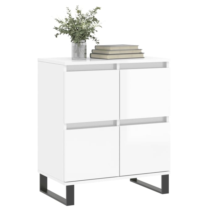 vidaXL - Dressoir - 60x35x70 - cm - bewerkt - hout - hoogglans - wit