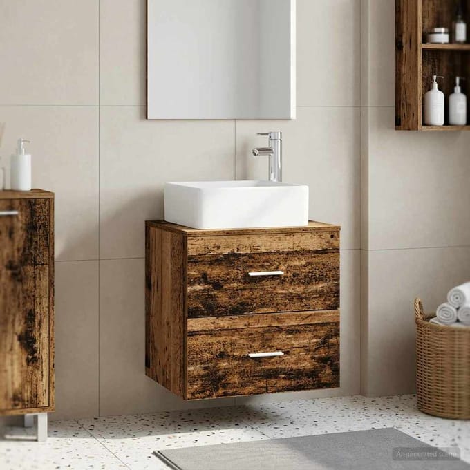 vidaXL - Wandgemonteerde - wastafel - van - een - meubel - Oud - hout