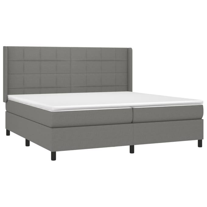 vidaXL - Boxspring - met - matras - stof - donkergrijs - 200x200 - cm