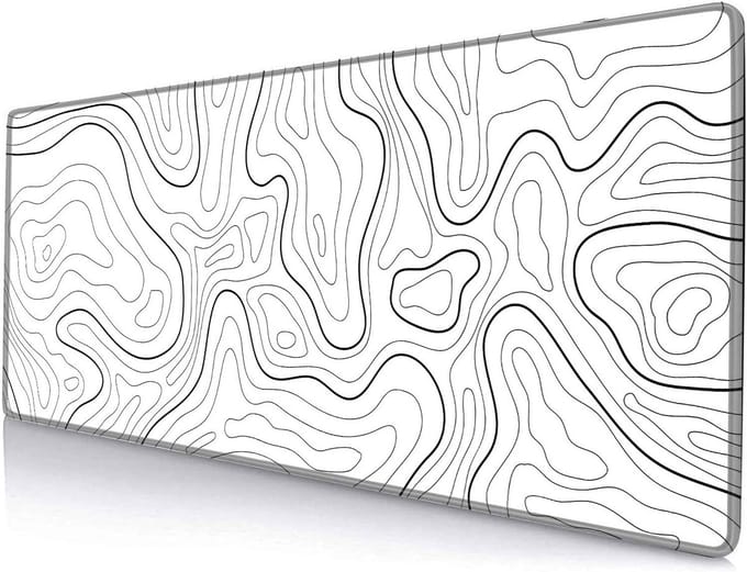 Extra Grote Bureauonderlegger Contourkaart Wit (80x30 cm) - Deskmat met Antislip en Genaden Rand