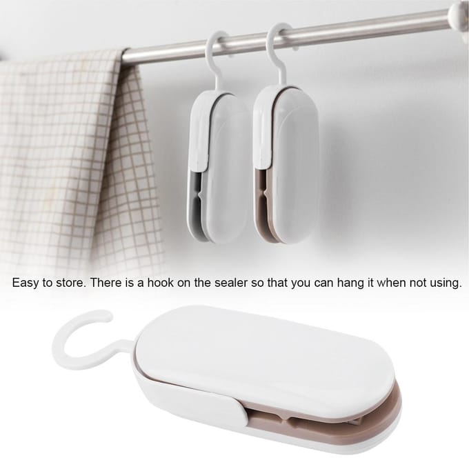 Mini Handheld Heat Sealer Plastic Zak Sealer Luchtdichte Voedselopslag (Bruin) Batterij niet inbegrepen white