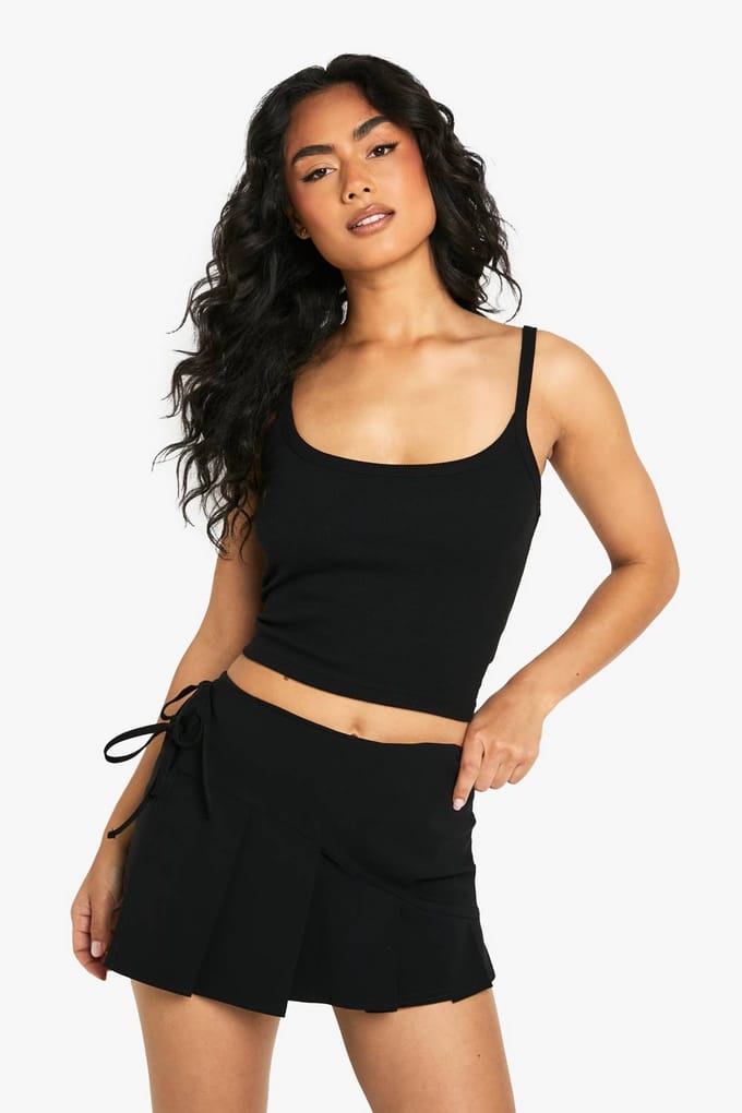 boohoo Dames Bengaline Wrap Tie Zij Skort | Black | Maat: 6