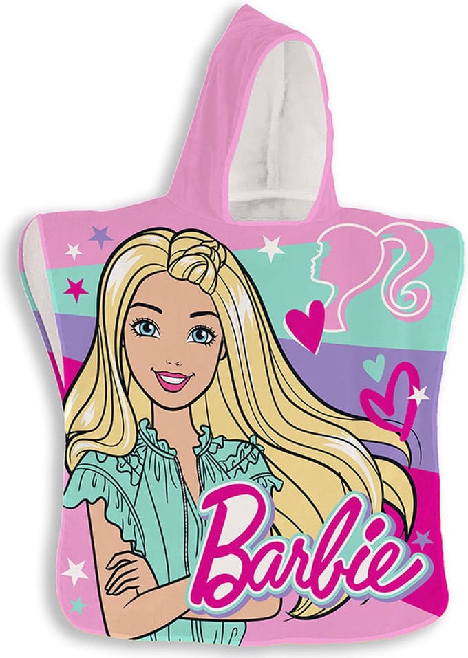 Barbie Poncho, Hearts - 50 x 100 cm - Polyester