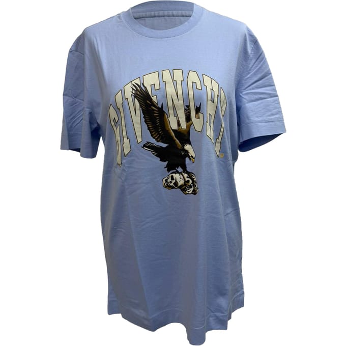 Givenchy Adelaar Logo-Print T-Shirt in Blauw Katoen