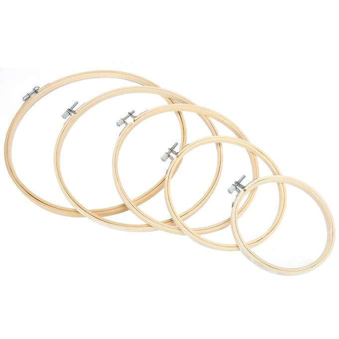 5 Stuks Ronde Borduurringen Kruissteek Frame Ring Lus Bamboe Handnaaigereedschap white
