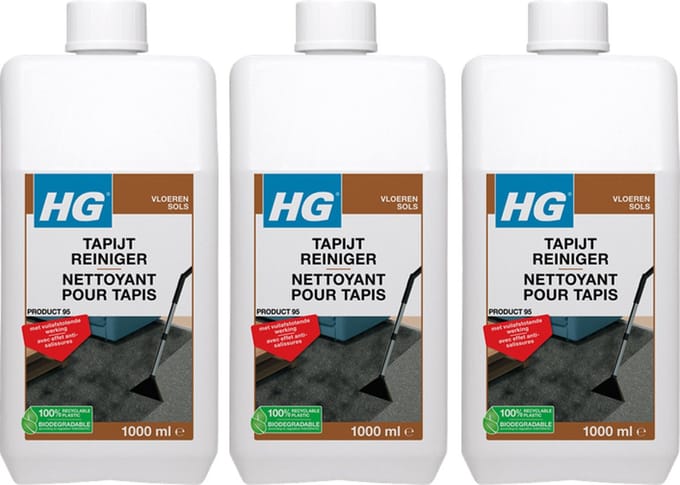Hg tapijtreiniger 3 stuks (1000ML) + Gratis KD spons