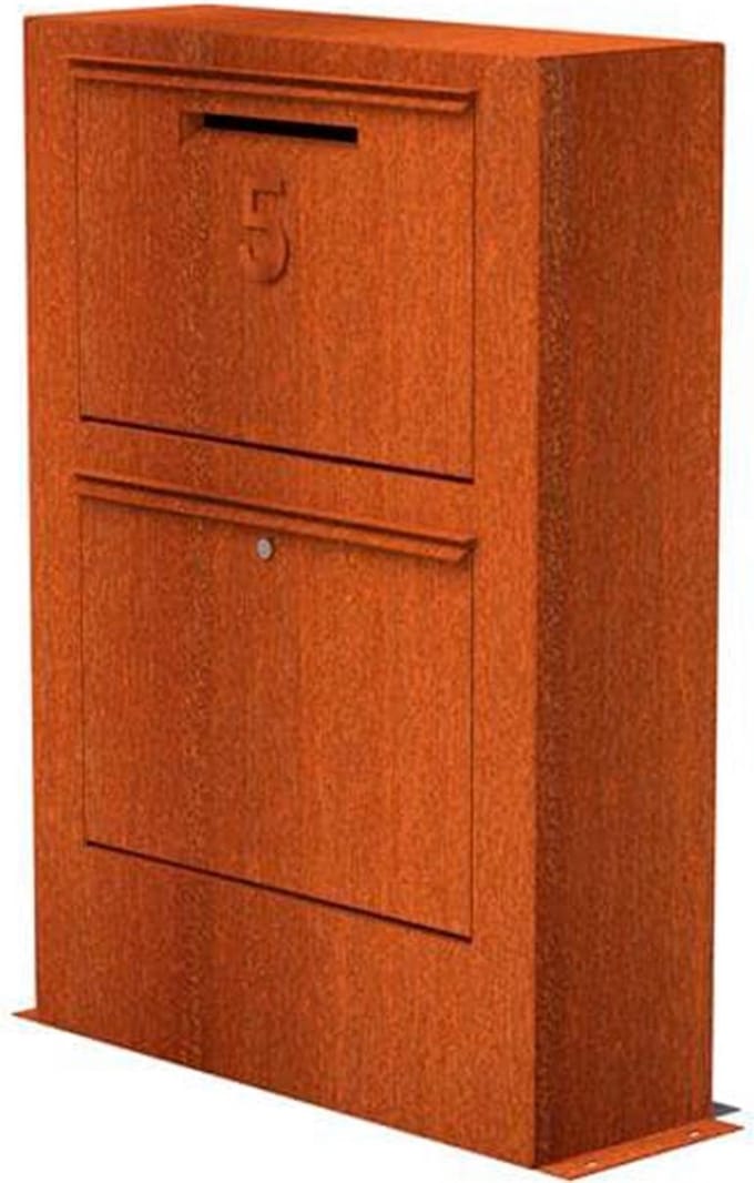 Adezz Paca brievenbus van cortenstaal 87 x 30 x 125 cm