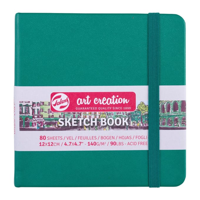 Schetsboek - Forest Green - 12x12 cm - Gebroken Wit Papier - 140 grams - Art creation - 80 vellen