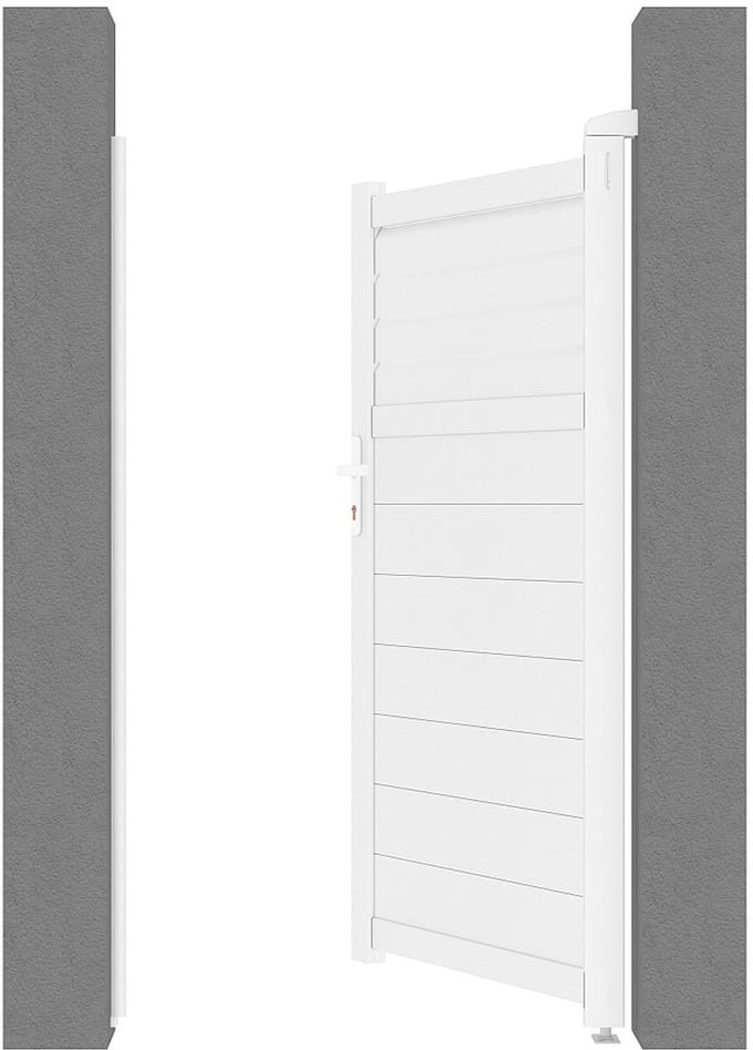 Vente-unique Aluminium tuinpoort met lamellen L 103 x H 180 cm wit - VIAZO