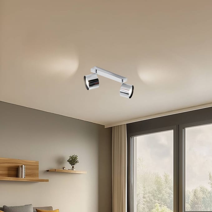 Argon Plafondspot Chloe, verstelbaar, 2-lamps, staal verchroomd