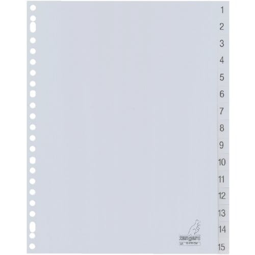 Kangaro tabbladen - A4 - PP 120 micron - grijs - 23-gaats - 15-delig cijfers