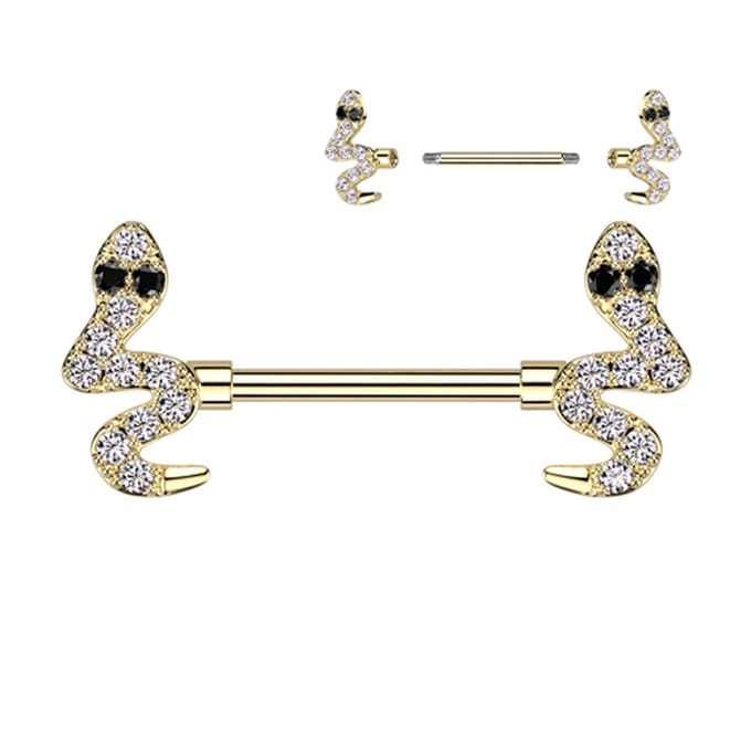 Piercing snake ends 1.6x14 - goud - LMPiercings