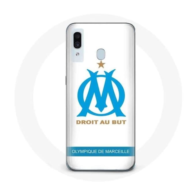 Coque pour Samsung Galaxy A20 Olympique de Marseille Logo Fond Blanc