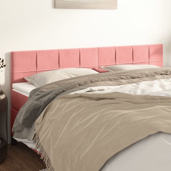 vidaXL - Hoofdborden - 160x5x78/88 - cm - fluweel - roze