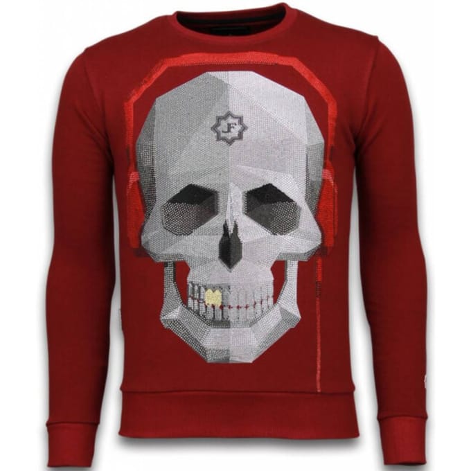 Local Fanatic Skull beat rhinestone sweater