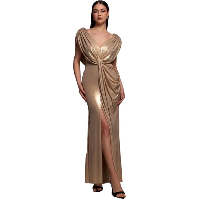 Vrouwenjurk met decolleté Goddiva Draped Foil