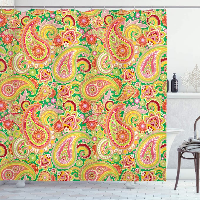 ABAKUHAUS Paisley douchegordijn – 175x180 cm – stoffen – multicolor