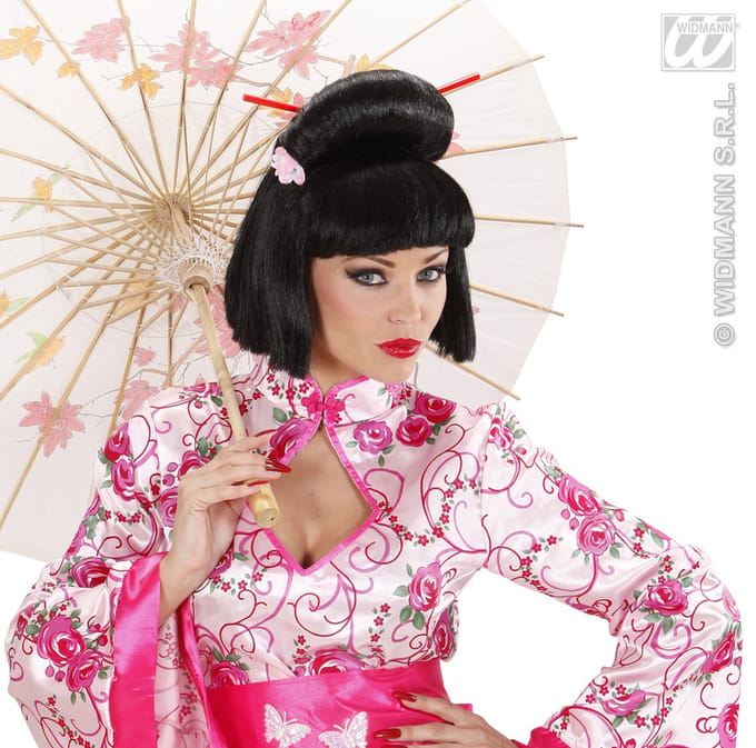 Geisha pruik bloem met stokjes