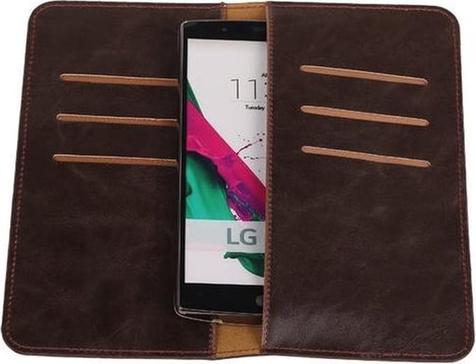 Mocca Pull-up Large Pu portemonnee wallet voor LG