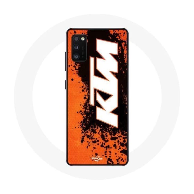 Samsung Galaxy A41 hoesje KTM Logo wit oranje achtergrond