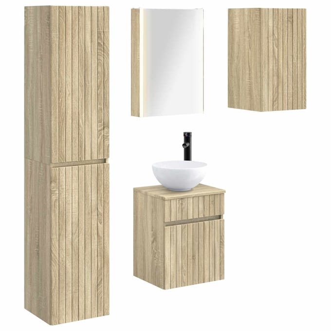 vidaXL - Badkamerkast - set - 5 - st - Sonoma - Eiken - Bewerkt - hout