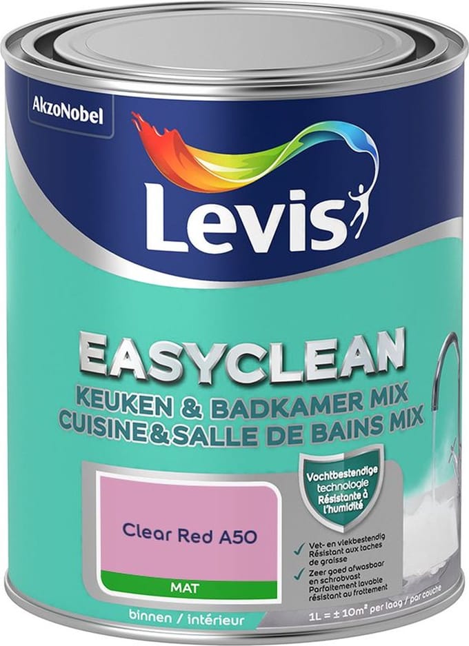 Levis - Easyclean Keuken & Badkamer Mix - Clear Red A50 - Mengverf - 1 L