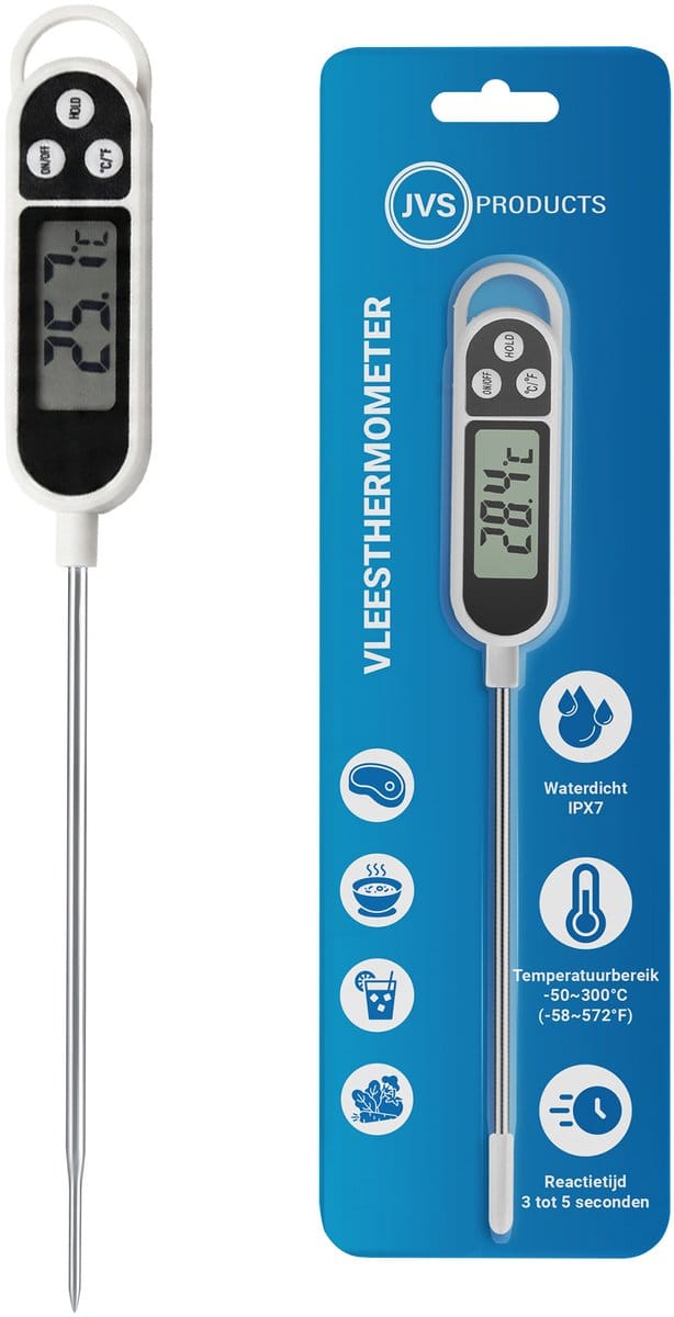 Vleesthermometer - Keukenthermometer - Digitale thermometer - BBQ thermometer - BBQ accesoires - Oventhermometer - Zwart/Wit