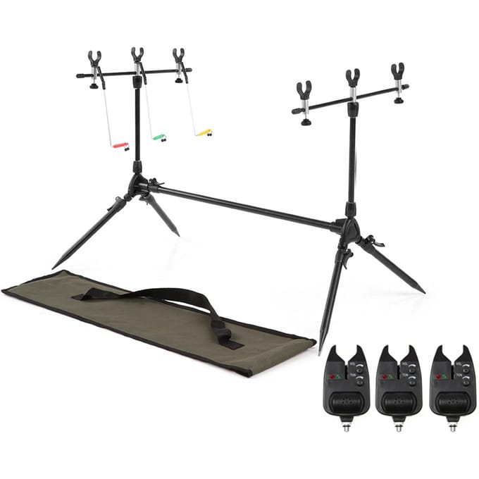 Lixada Verstelbare Intrekbare Karperhengel Pod Standaard Houder Hengel Pod Standaard met 3 Beet