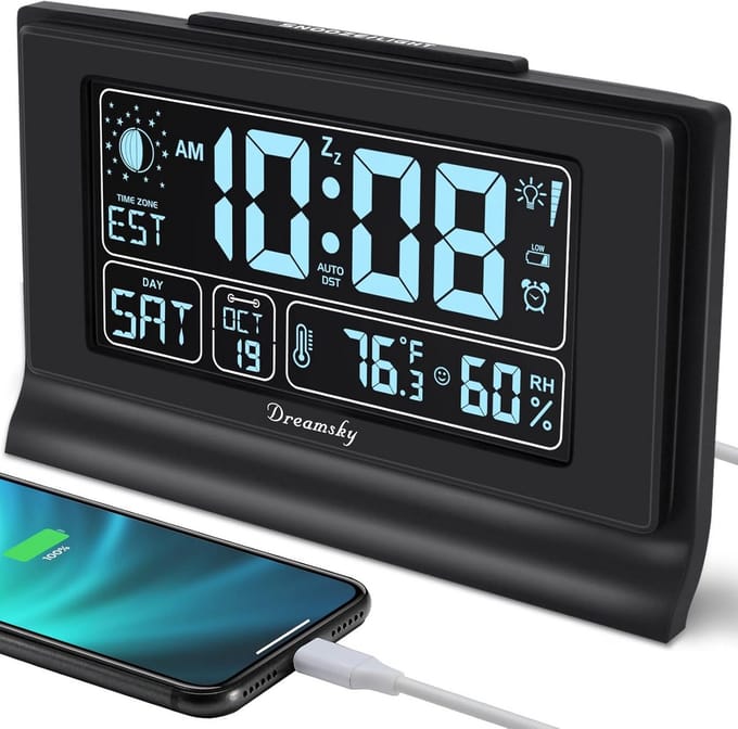 Digitale Wekker met Groot Display, Datum, Temperatuur & Luchtvochtigheid
