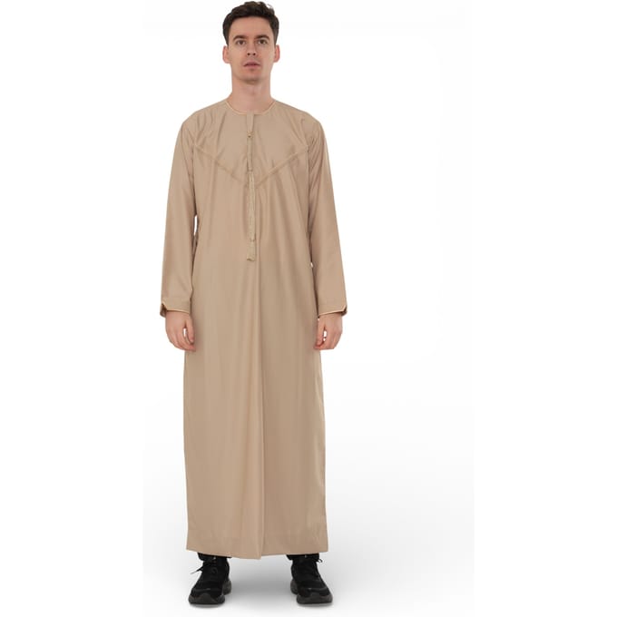 Heren Ramadan Beige Marokkaanse Jubba Robe Djellaba Eid Thobe - TT-007