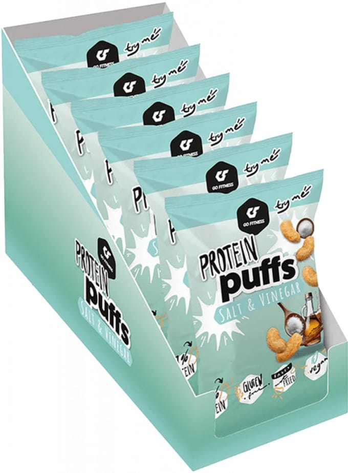 Go Fitness Protein Puffs (12x50g) Salt & Vinegar - Functionele voeding - Eiwit Snacks