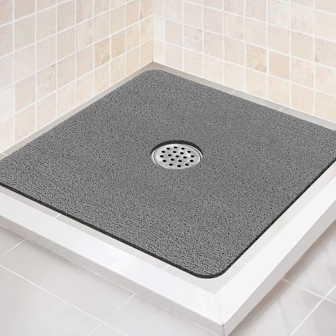 Antislip Vierkante Douchemat 61 x 61 cm - Zachte Badmat voor Douchecabine met Afvoer