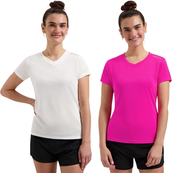 Rogelli Promo Dames 2 pack Sportshirt - Korte mouw - Wit/Roze