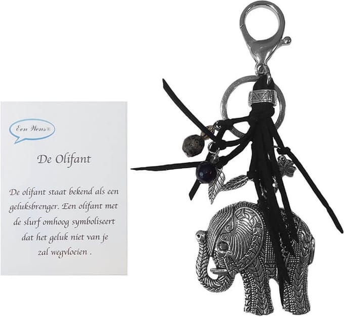 Tas/sleutelhanger De Olifant Zwart