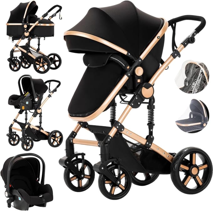 3-in-1 Reiswieg en Buggy voor Baby's - Opvouwbare Combinatie Kinderwagen