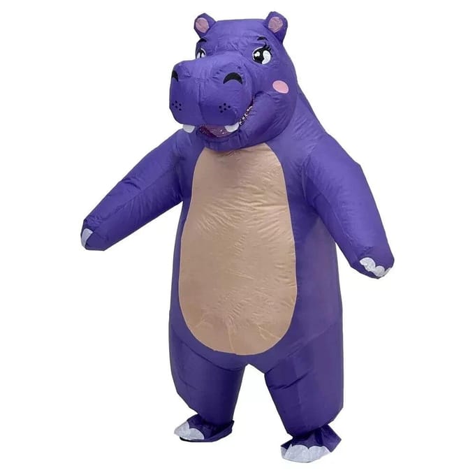 Schattig Nijlpaard Opblaaspak, Volwassen 150-190cm paars