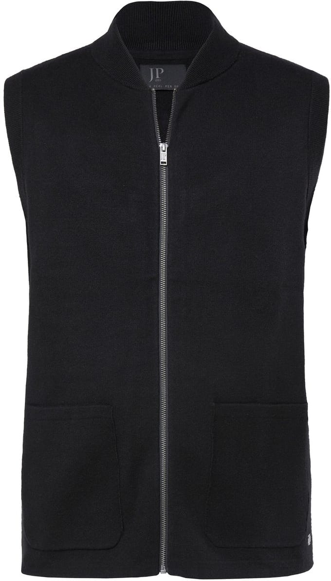 JP 1880 - Heren - Bodywarmer elastisch breisel collegekraag rits - Zwart - Maat 5XL