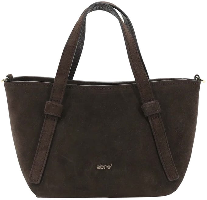abro handtas schoudertas Leather Suede COSMO Mini Handbag Dark Brown donkerbruin