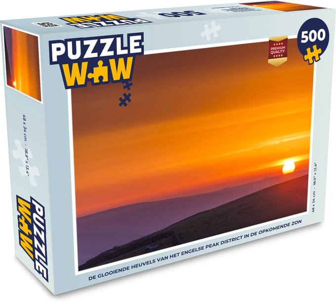 Puzzel De glooiende heuvels van het Engelse Peak District in de opkomende zon - Legpuzzel - Puzzel 500 stukjes