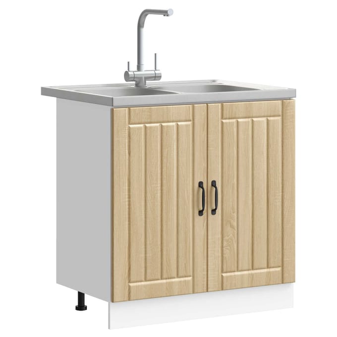 vidaXL - Waskompkast - Lucca - 2 - st - Sonoma - Eik - Bewerkt - hout