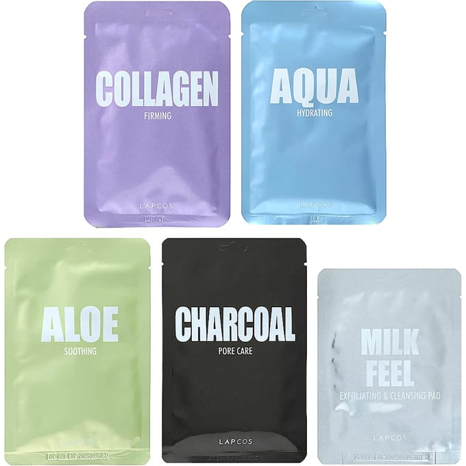Lapcos, Beauty Variety, Set de Masques en Tissu Beauté Variété Régénérante, 4 masques + 1 patch gray