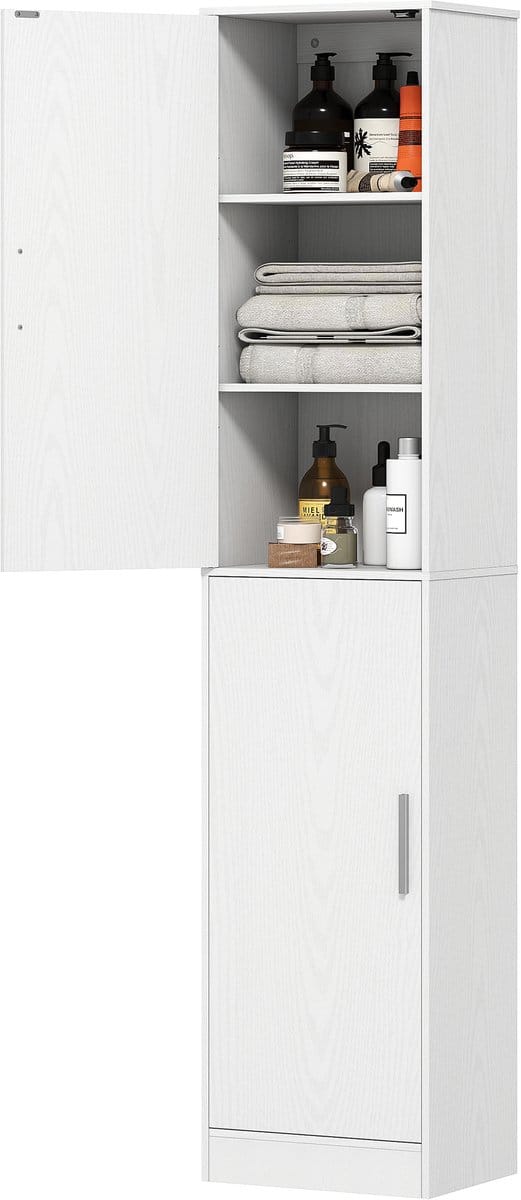 HOMCOM Bathroom Cabinet-Spanplatte, MDF-40L x 35B x 180H cm-Weiß