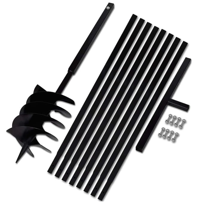 vidaXL - Grondboor - met - handvat - 200 - mm - en - verlengstukken - 9 - m - (staal)