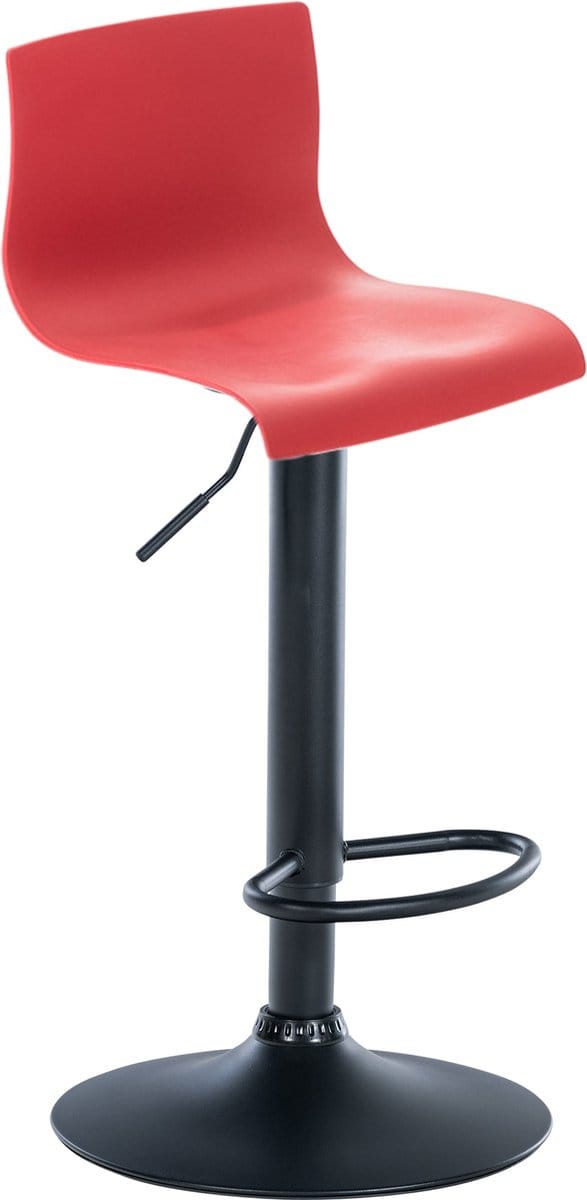 CLP Hover Barkruk - Met rugleuning - Voetsteun - Kunststof - zwart/rood