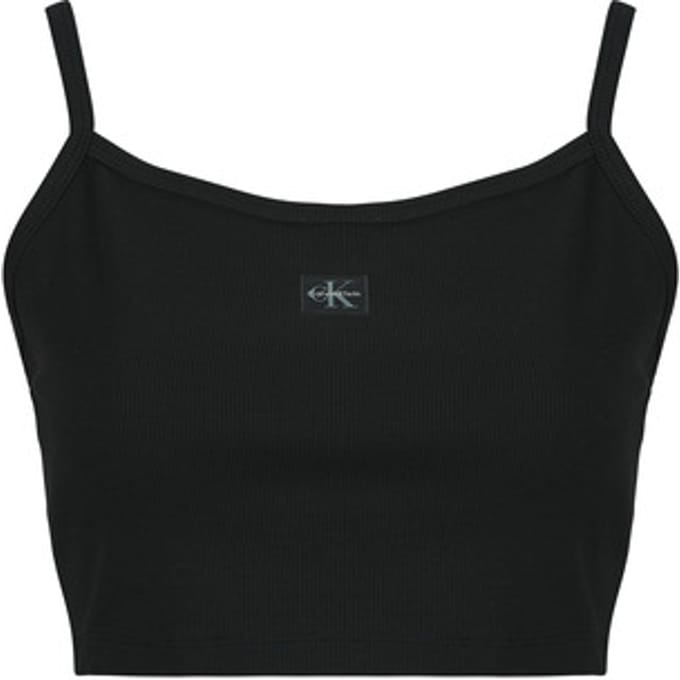 Top Calvin Klein Jeans SL WOVEN LABEL 2X2 BABY RIB CROP